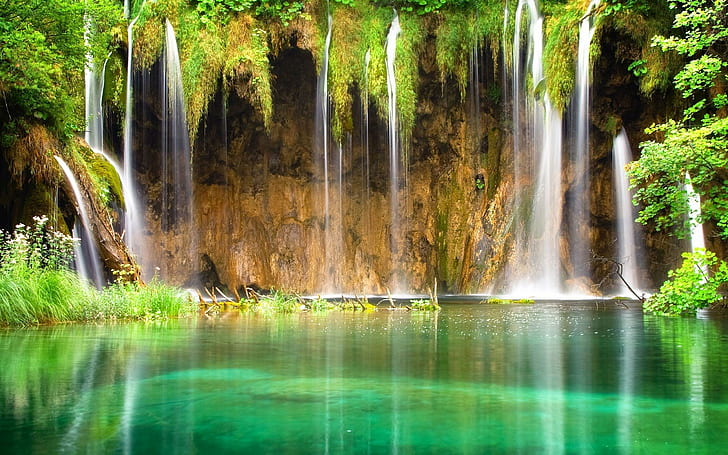 Лагунен водопад, водопад, природа, лагуна, HD тапет