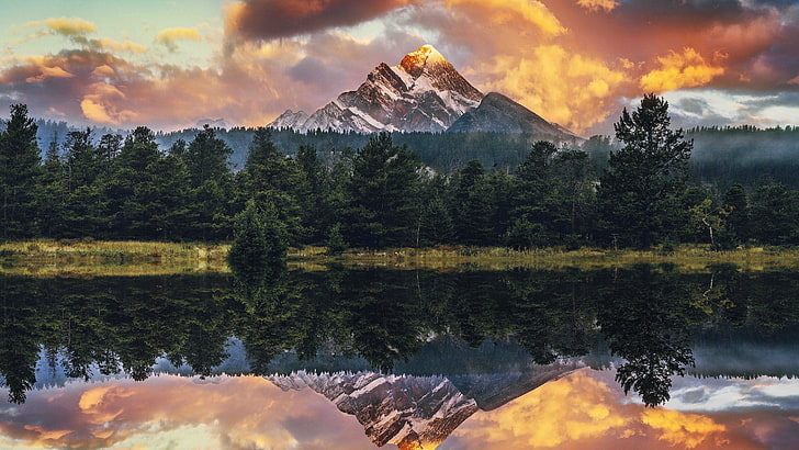hutan, hdr, AS, danau gunung, matahari terbenam di pegunungan, pegunungan Appalachian, matahari terbenam di atas pegunungan, pegunungan appalachian, Wallpaper HD
