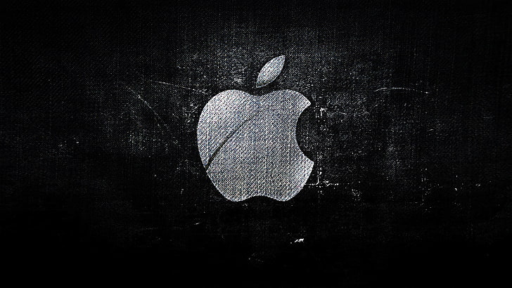 logo Apple grigio, grigio, nero, mela, logo, mela morsicata, Sfondo HD