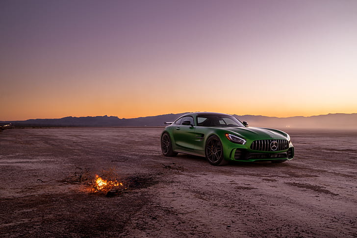 Mercedes-AMG GT R, спортен автомобил, зелени автомобили, HD тапет