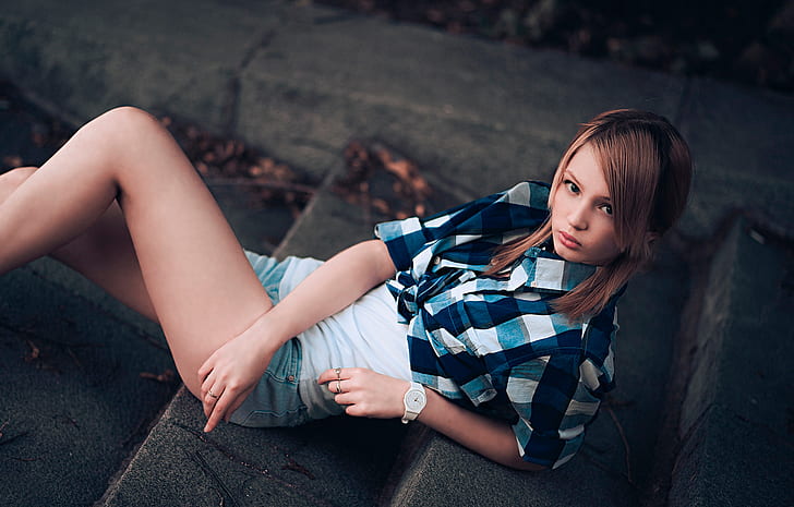 shorts, steps, shirt, legs, Emily Browning, similar to, Elya, HD wallpaper