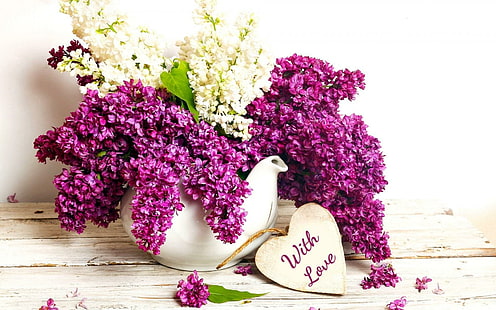 Lilac Flowers Purple Spring Vase, lilac, flowers, purple, spring, vase, HD wallpaper HD wallpaper