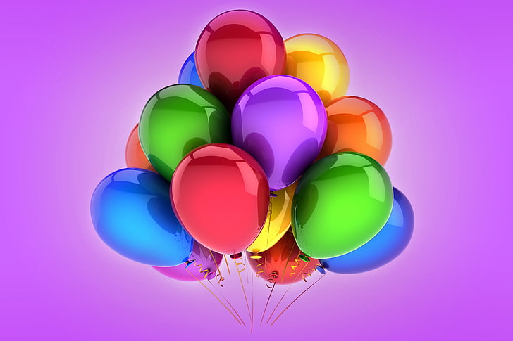 многоцветни гумени балони картинки, балони, цветни, празник, празник, HD тапет
