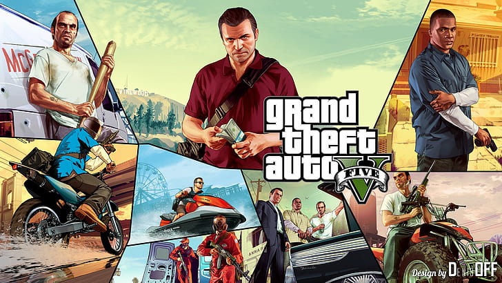 GTA 5 в фотошопе, Grand Theft Auto Five, GTA, gta5, gtav, V, фотошоп, denisoff, HD обои