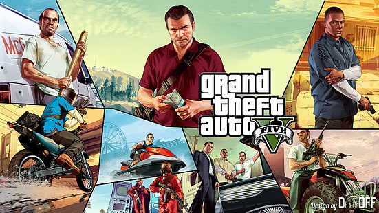 GTA 5 in Photoshop, Grand Theft Auto Five, GTA, GTA5, GTAV, V, Photoshop, Denisoff, HD-Hintergrundbild HD wallpaper