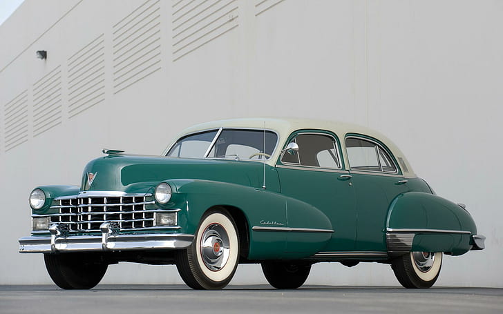 1947 Cadillac Fleetwood, зеленый и белый понтиак, классический седан, автомобили, 1920x1200, Кадиллак, Cadillac Fleetwood, HD обои