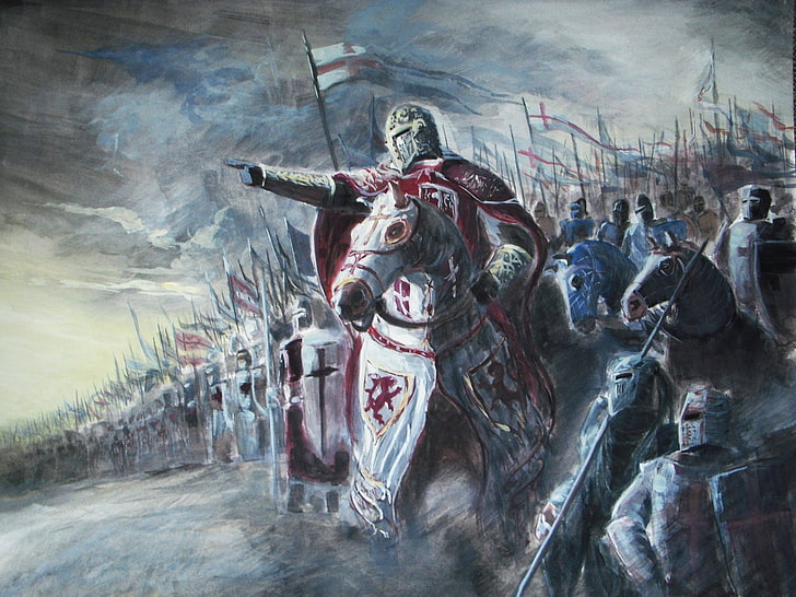 ファンタジー、騎士、鎧、軍隊、十字軍、戦士、 HDデスクトップの壁紙