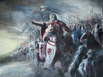 Фантазия, рицар, броня, армия, кръстоносен поход, воин, HD тапет HD wallpaper
