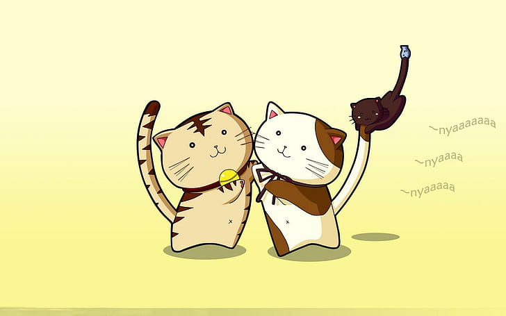 Nyan Kats, котки, коте, сладко, котенца, kats, карикатура, nyan, сладко, очарователно, аниме, 3d и абстрактно, HD тапет