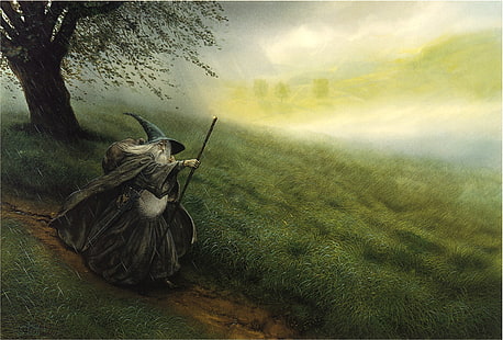 gandalf, John Howe, O Hobbit, O Senhor dos Anéis, HD papel de parede HD wallpaper