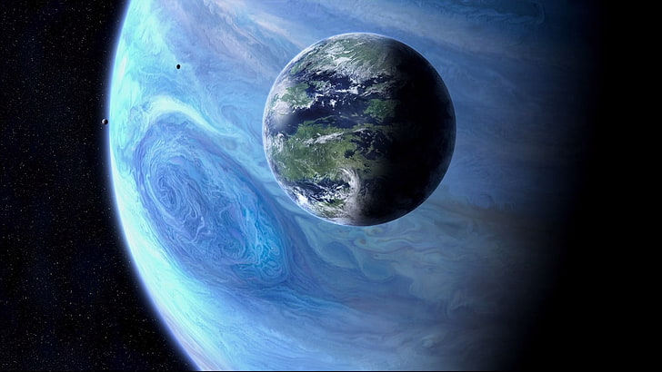 Erde Wallpaper, Weltraum, Sterne, Planet, digitale Kunst, HD-Hintergrundbild
