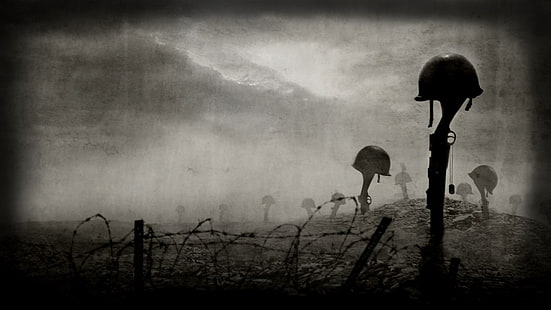 casque de soldat photo en niveaux de gris, appel du devoir: monde en guerre, seconde guerre mondiale, Call of Duty, casque, fusils, plaques d'identité, Fond d'écran HD HD wallpaper
