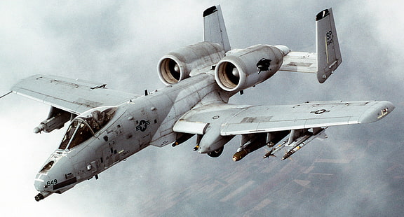 Foto de lapso de tiempo del avión de bomberos blanco, Fairchild Republic A-10 Thunderbolt II, avión de combate, avión, A10, Warthog, avión militar, avión, ametralladora, bombardero, Fondo de pantalla HD HD wallpaper