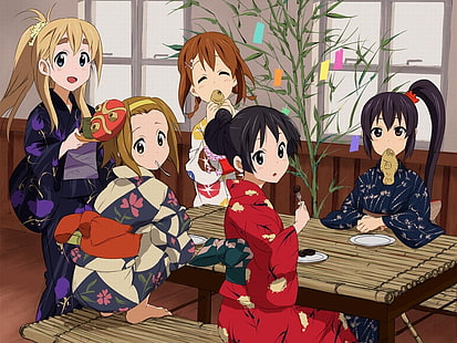 K-ON !, chicas anime, Akiyama Mio, Kotobuki Tsumugi, Tainaka Ritsu, Hirasawa Yui, Nakano Azusa, Fondo de pantalla HD HD wallpaper