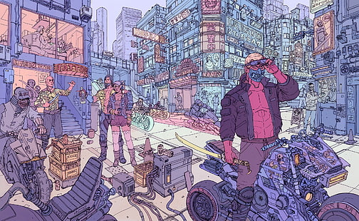 grafika, science fiction, futurystyczne, futurystyczne miasto, Josan Gonzalez, Cyberpunk 2077, CD Projekt RED, Tapety HD HD wallpaper