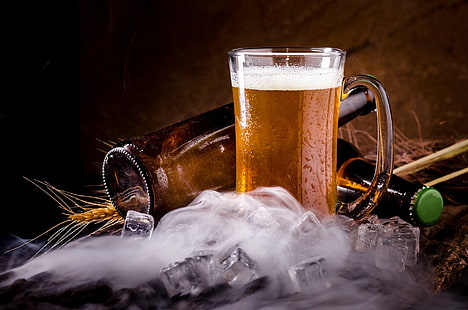 Jedzenie, piwo, alkohol, napoje, kostki lodu, martwa natura, Tapety HD HD wallpaper