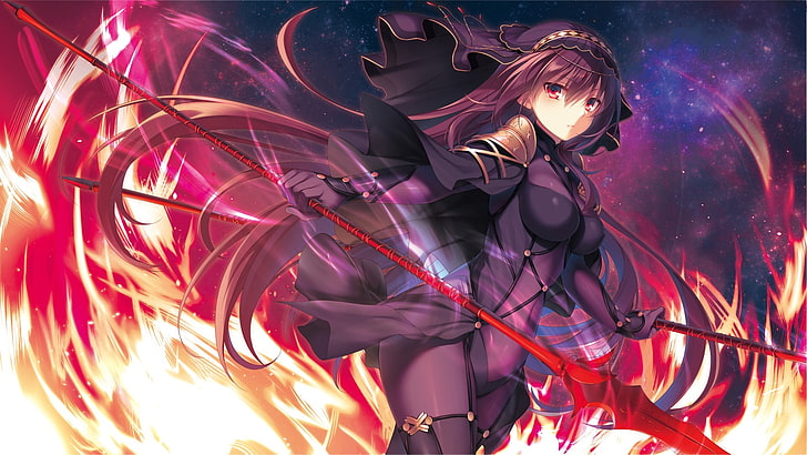 Fate Stay Night female character illustration, anime, anime girls, Fate/Grand Order, video games, Lancer (Fate/Grand Order), HD wallpaper