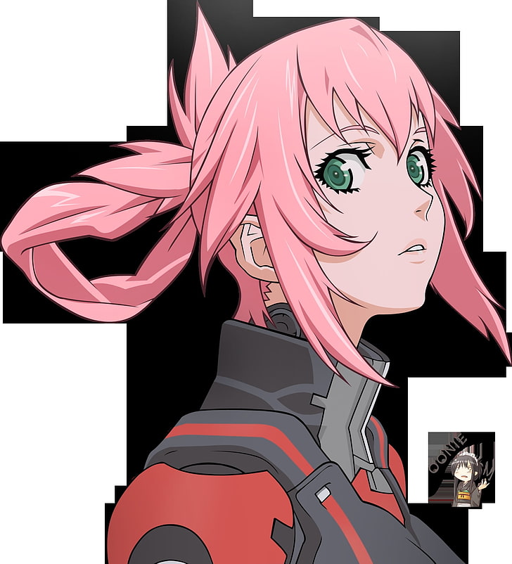 rosa behaarte weibliche Animeillustration, Mädchen, rosa Haar, grüne Augen, HD-Hintergrundbild, Handy-Hintergrundbild