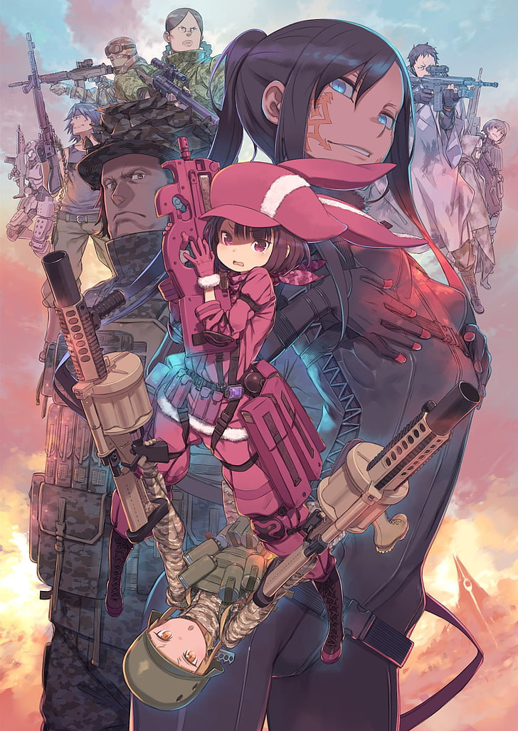 wallpaper anime digital, Sword Art Online, senjata, Gun Gale Online, Wallpaper HD, wallpaper seluler