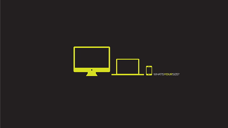 ilustracja żółtego laptopa, komputer stacjonarny, laptop, smartfon, jaki jest twój rozmiar, Tapety HD