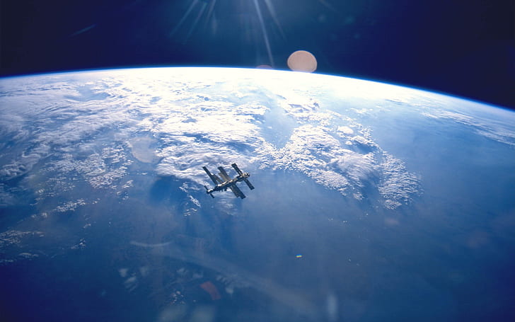 Estação espacial Earth Sun HD, espaço, terra, sol, estação, HD papel de parede