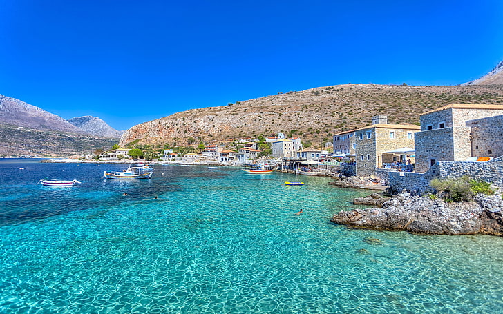 ギリシャのライムマニペロポネソス半島携帯電話のタブレットとラップトップ3840×2400の青い結晶水Hd壁紙、 HDデスクトップの壁紙