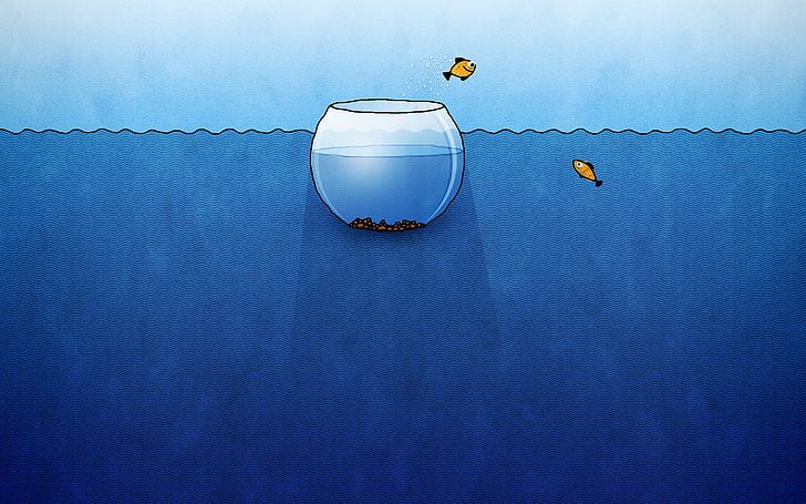 две жълти риби до илюстрация на купа с риба, вода, риба, аквариум, HD тапет