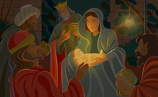 Noche de nacimiento de Jesucristo, el fondo de pantalla digital de la Natividad, vacaciones, Navidad, noche, nacimiento, Jesús, Cristo, Fondo de pantalla HD HD wallpaper