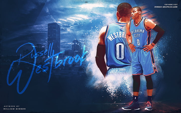 Russell Westbrook OKC Thunder-2016 NBA Basketball .., тапет Russell Westbrook, HD тапет