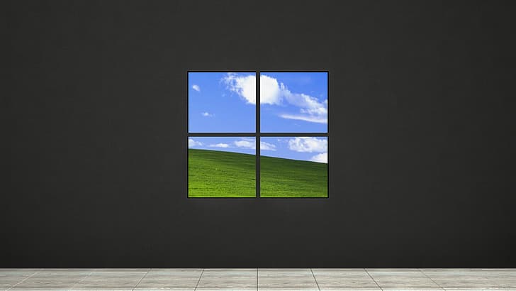 windows 11, Windows XP, minimalismo, oscuro, Fondo de pantalla HD