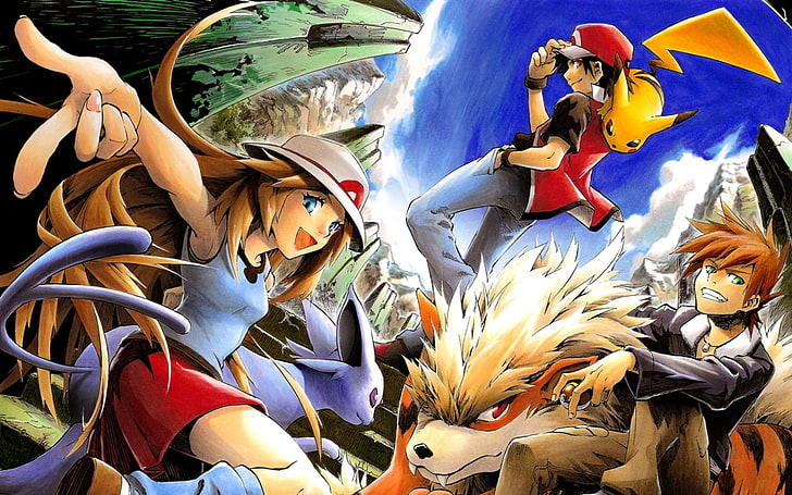Poster Pokemon, Pokemon, pelatih Pokemon, Pikachu, anime girls, anime boys, anime, Wallpaper HD