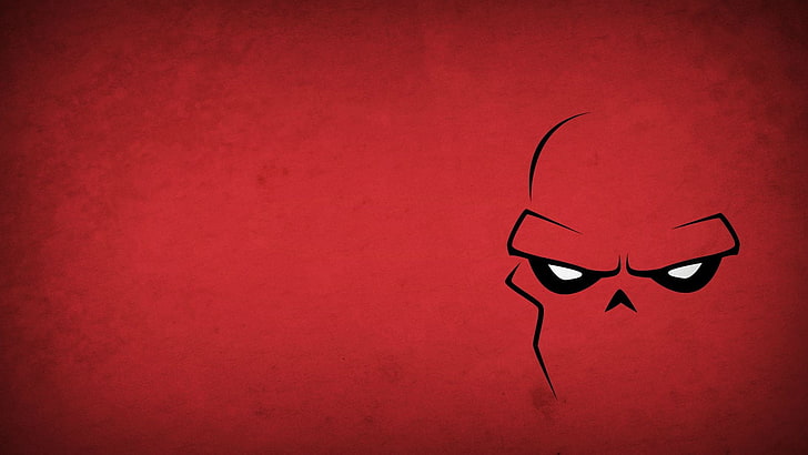 cartoon character in red wallpaper, Red Skull, minimalism, Blo0p, villains, red background, Marvel Comics, HD wallpaper
