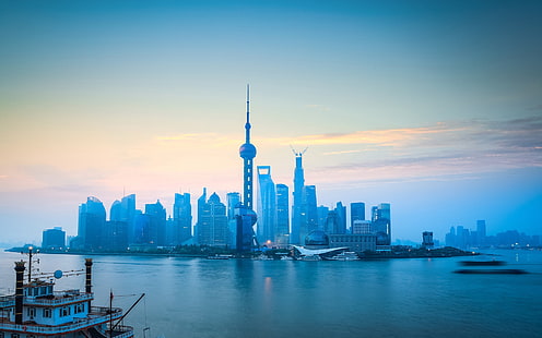 برج لؤلؤة شرقية في شنغهاي بالصين ، مدينة ، ناطحة سحاب ، تصوير ، شنغهاي، خلفية HD HD wallpaper