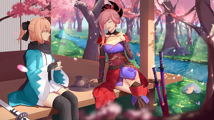 Fate Series, Fate/Grand Order, Miyamoto Musashi, Sakura Saber, HD wallpaper