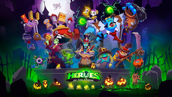 video games, heroes of the storm, Halloween, Warcraft, Diablo, cartoon, artwork, digital art, spooky, pumpkin, HD wallpaper