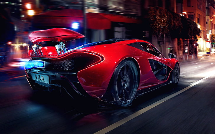 1920x1200 px, art, car, cars, Concept, glow, Lights, McLaren, Motion, muscle, night, red, Spoiler, sports, supercars, Tuning, HD wallpaper
