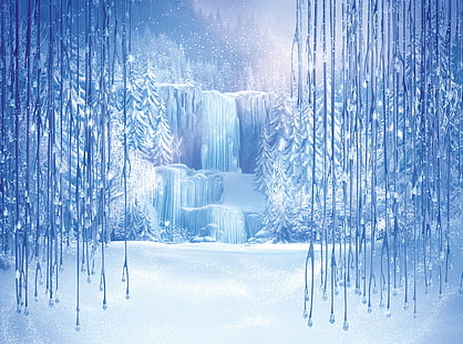 Kraina lodu 2013, tapeta cyfrowa z oszronionymi wodospadami, Kreskówki, Inne, Kraina lodu, 2013, Tapety HD HD wallpaper