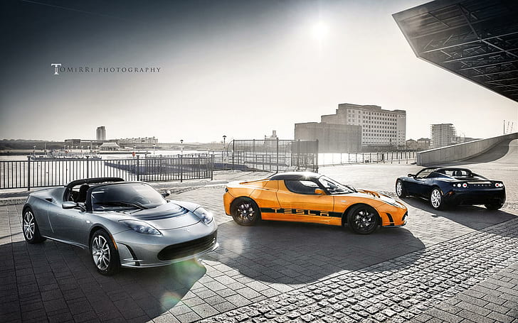 Tesla Roadster Cars, 3 спортни автомобила, роудстър, автомобили, tesla, HD тапет