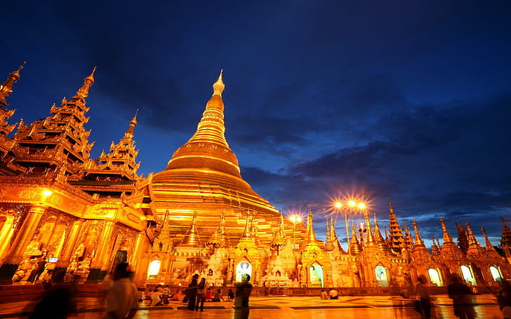 Пагода Шведагон Янгон 1024, HD тапет