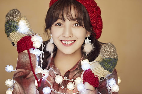 K-pop, Twice, женщины, азиатка, певица, Рождество, теплые тона, Twice Jihyo, HD обои HD wallpaper