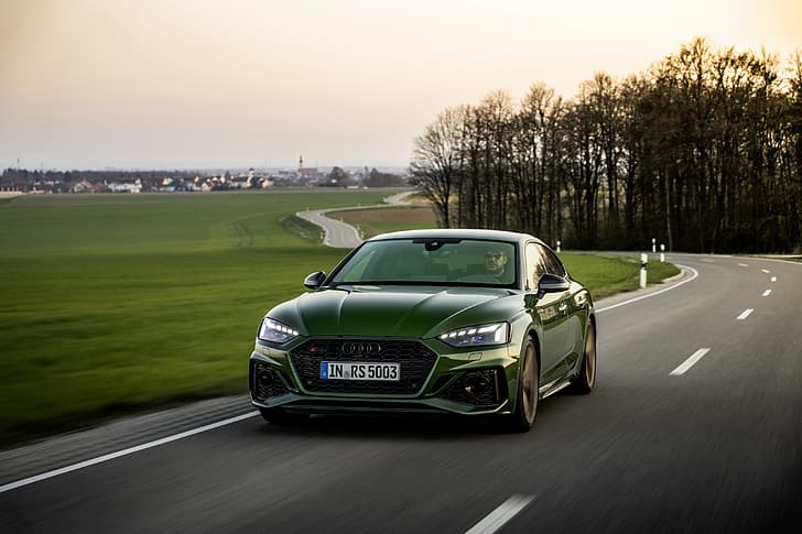 road, field, movement, Audi, RS 5, 2020, RS5 Sportback, HD wallpaper