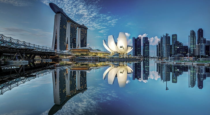 Buildings, Marina Bay Sands, Art Science Museum, Singapore, HD wallpaper