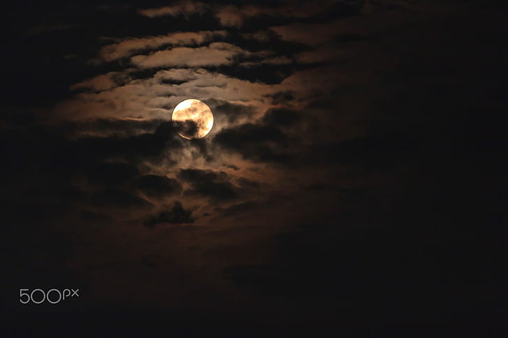 fase bulan, awan, malam, alam, Bulan, Wallpaper HD