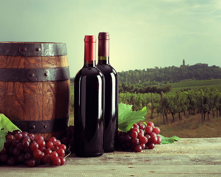 Food, Wine, Barrel, Bottle, Grapes, HD wallpaper