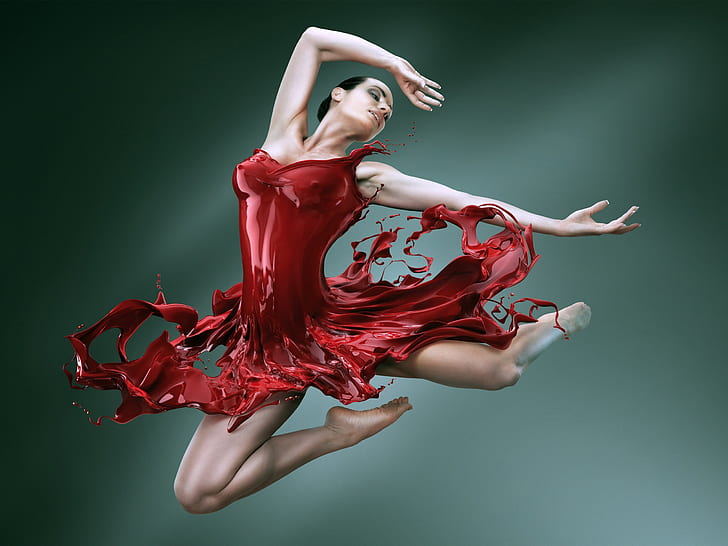 Dance of the red skirt girl, Dance, Red, Skirt, Girl, HD wallpaper