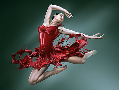 رقصة الفتاة ذات التنورة الحمراء ، الرقص ، الأحمر ، التنورة ، الفتاة، خلفية HD HD wallpaper