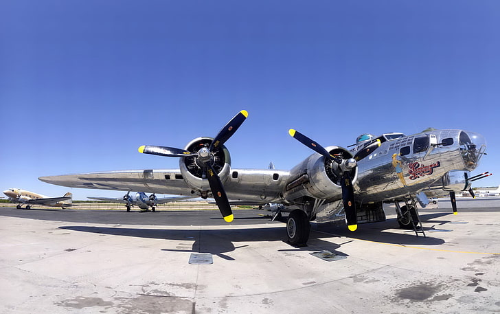 stainless steel aircraft, military, aircraft, Boeing B-17 Flying Fortress, HD wallpaper