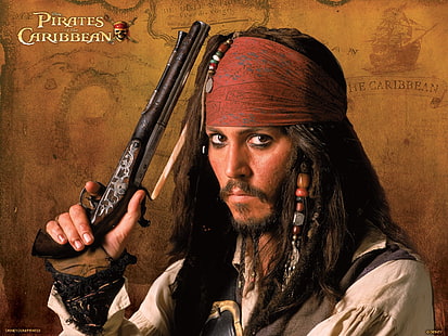 Johnny Depp sebagai Kapten Jack Sparrow, Pirates Of The Caribbean, Jack Sparrow, Johnny Depp, Pirate, Wallpaper HD HD wallpaper