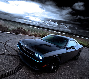 schwarzes Coupé, Dodge, Dodge Challenger, HD-Hintergrundbild HD wallpaper
