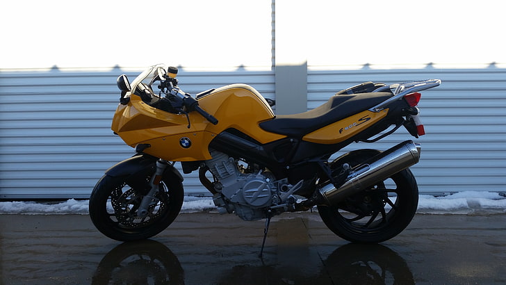 żółty rower sportowy BMW, bmw, motocykl, sportbike, Tapety HD